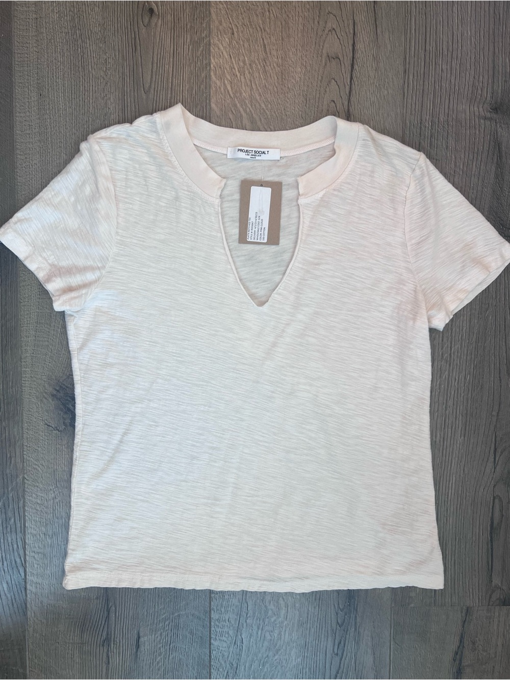 Project Social T Split-Neck Short Sleeve Tee in cloud Pink